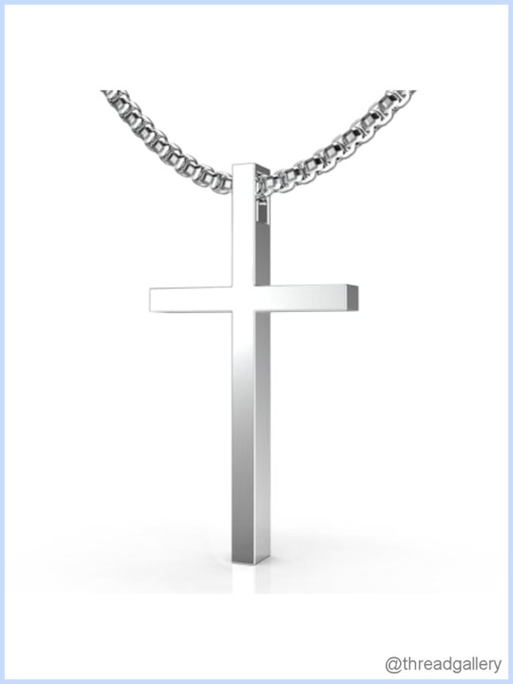 Stainless Steel Cross Pendant Necklace 24in Box Chain Religious Jewelry Gift
